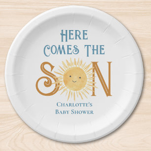 Here Come The Son Baby Shower  Paper Plate