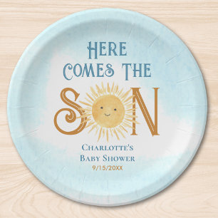 Here Come The Son Baby Shower  Paper Plate