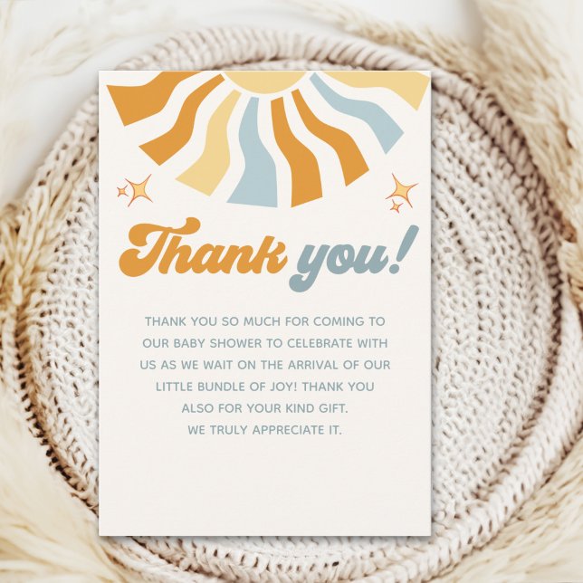 Here come the son - Retro Style Baby Shower Thank You Card (Creator Uploaded)