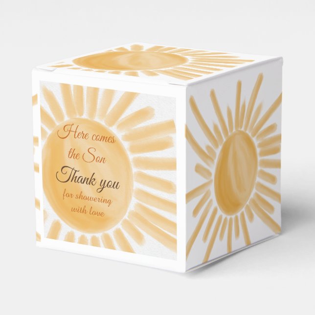 Here Come the Son Sunshine Baby Shower Favour Box (Front Side)