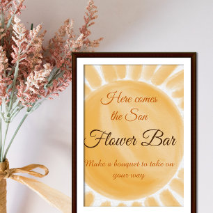 Here Come the Son Sunshine Baby Shower Flower Bar Poster