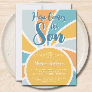 Here Come The Son Sunshine Baby Shower Invitation