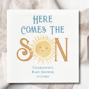 Here Come The Son Sunshine Baby Shower Napkin