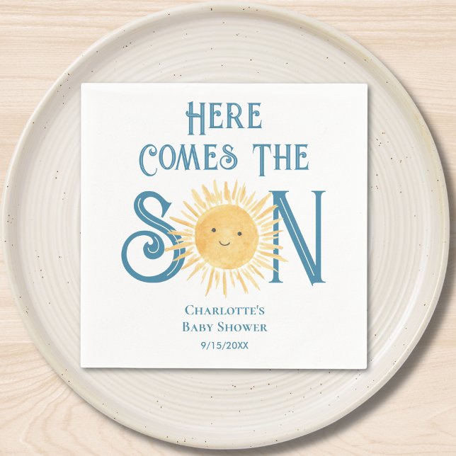 Here Come The Son Sunshine Baby Shower  Napkin (Creator Uploaded)