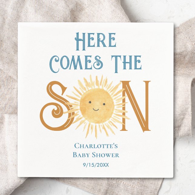 Here Come The Son Sunshine Baby Shower  Napkin (Creator Uploaded)
