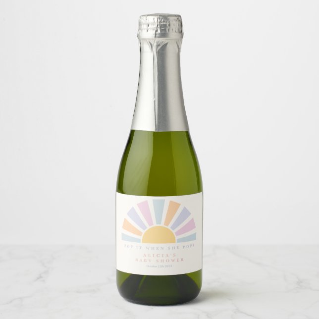  Here Come The Sun Sunshine Baby Shower Favours  Sparkling Wine Label (Front)