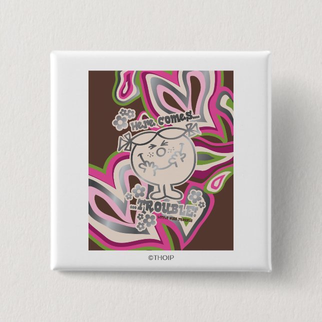 Here Come Trouble | Neon Background 15 Cm Square Badge (Front)