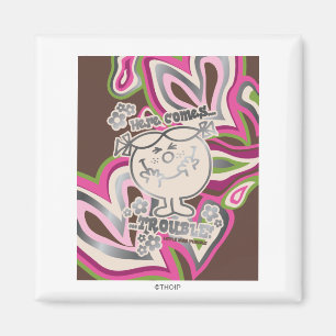 Here Come Trouble Neon Background Magnet