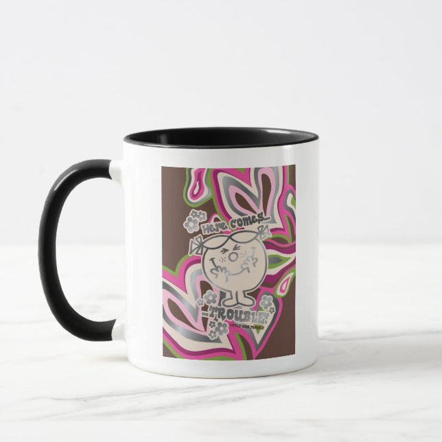 Here Come Trouble | Neon Background Mug (Left)