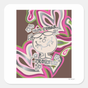 Here Come Trouble   Neon Background Square Sticker