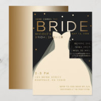 Here comes BRIDE Cream Black Gold Bridal Shower