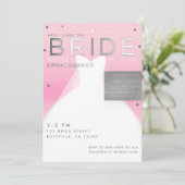 Here comes BRIDE Silver & Pink Chic Bridal Shower Invitation (Standing Front)