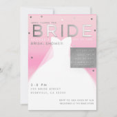 Here comes BRIDE Silver & Pink Chic Bridal Shower Invitation (Front)