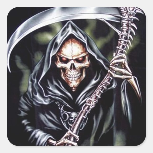 Here Comes Grim Square Sticker (Front)