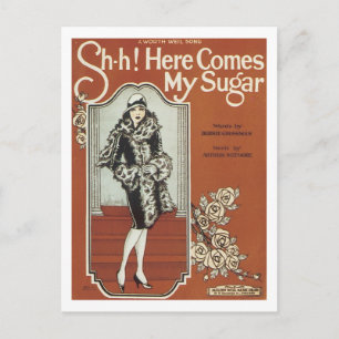 Here Come's My Sugar Vintage Songbook Cover Postcard