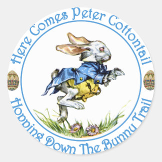 Here Comes Peter Cottontail Classic Round Sticker