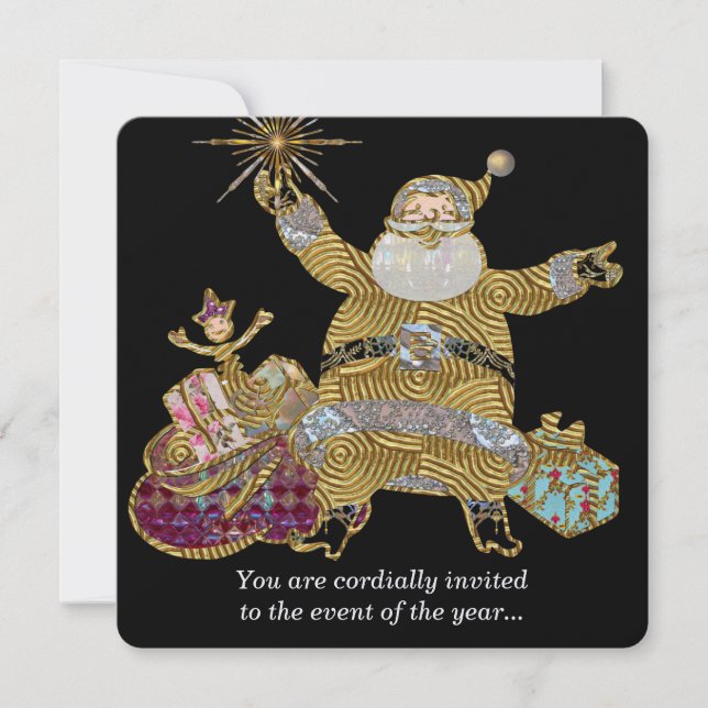 Here Comes Santa Elegant Christmas Invite (Front)