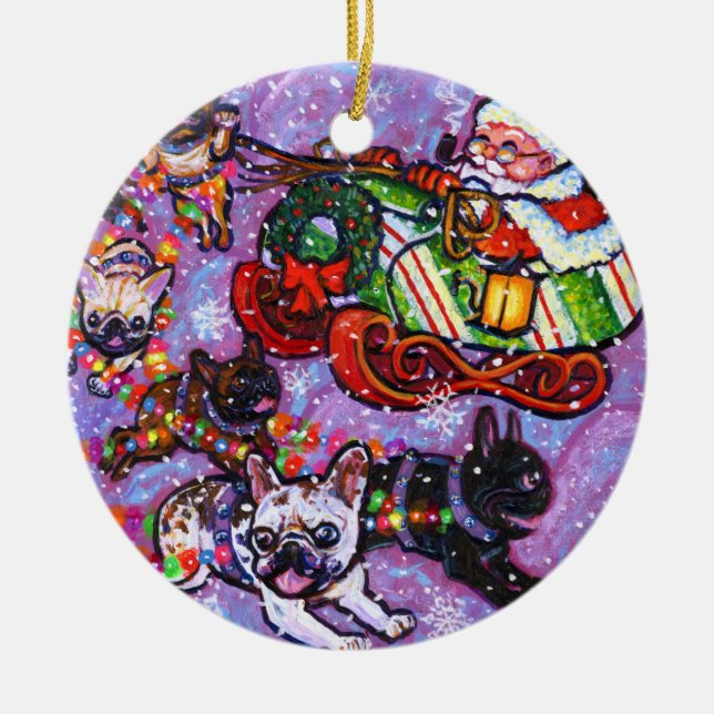 Here comes Santa Paws! Ceramic Tree Decoration (Front)