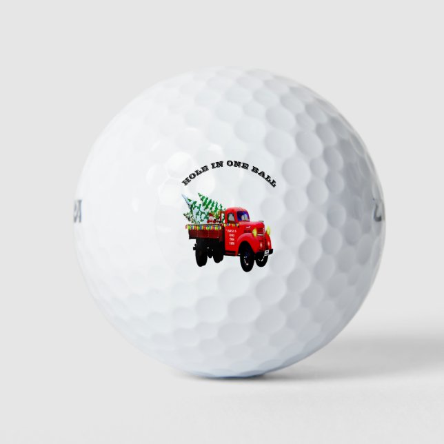 Here comes Santa's Christmas tree farm truck Golf Balls (Front)