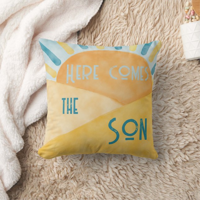 Here Comes Son Sunshine Blue Ray Boy Baby Shower Cushion (Blanket)