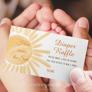 Here Comes Sunshine Baby Shower Diaper Raffle Game Enclosure Card