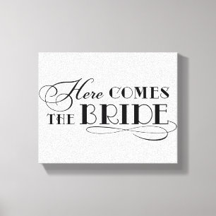 Here Comes the Bride Black Wedding Ceremony Sign