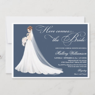 Here comes the bride bridal shower invitation