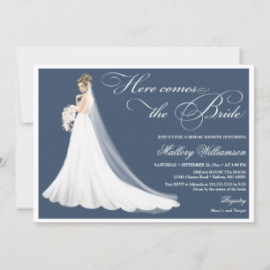 Here comes the bride bridal shower invitation