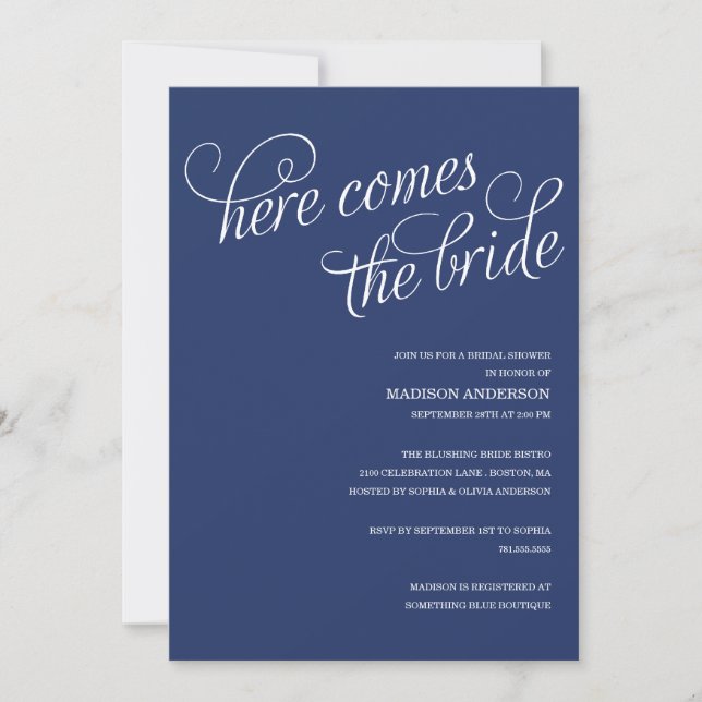 HERE COMES THE BRIDE | BRIDAL SHOWER INVITATION (Front)