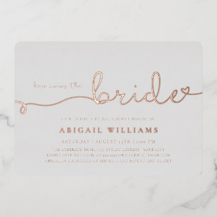 Here Comes the Bride  Foil Invitation