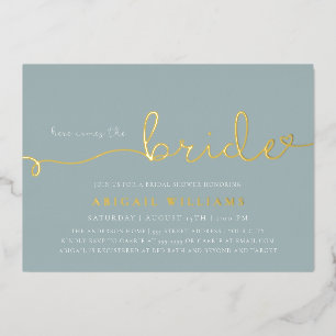 Here Comes the Bride  Foil Invitation