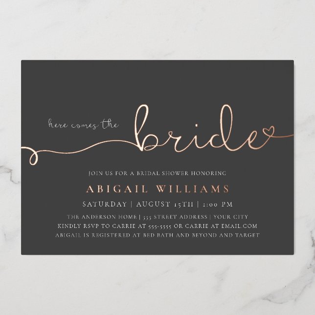 Here Comes the Bride  Foil Invitation (Front)