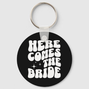 Here Comes The Bride Groovy Bach Retro Bachelorett Key Ring
