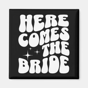 Here Comes The Bride Groovy Bach Retro Bachelorett Magnet