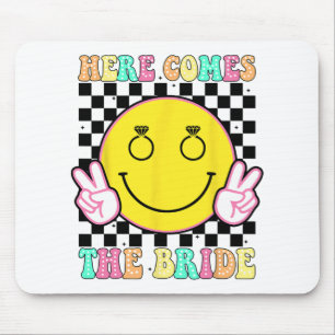 Here Comes The Bride Groovy Bachelorette Party Tea Mouse Pad