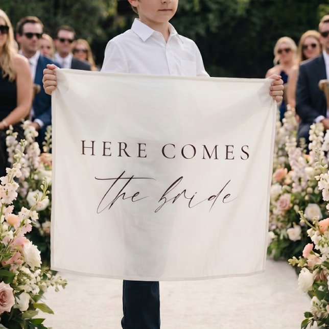 Here Comes the Bride Minimalistic Fabric Sign Tapestry (Creator Uploaded)