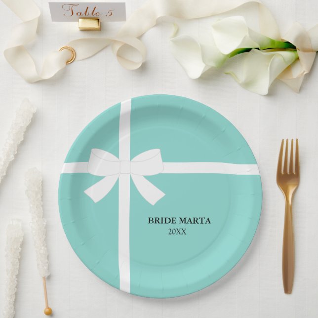 Here Comes The Bride Personalised Tiara Party   Paper Plate (Wedding)