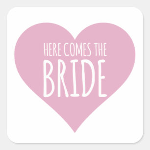 Here Comes the Bride Pretty Pink Heart Sticker
