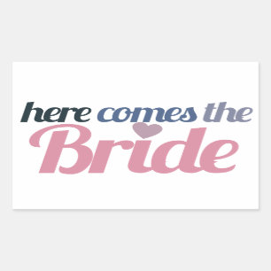 Here comes the bride rectangular sticker