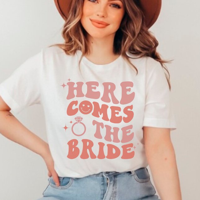Here comes the bride retro  Bachelorette wedding   T-Shirt (Creator Uploaded)