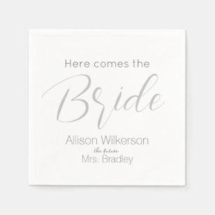 Here Comes the Bride Script Bridal Shower Napkin