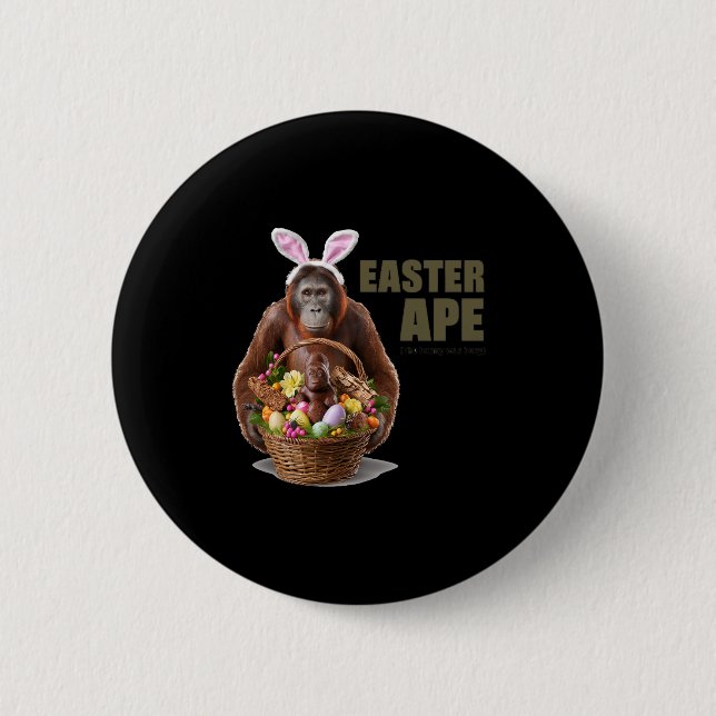 Here comes the easter ape  6 cm round badge (Front)
