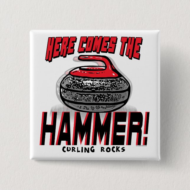 Here Comes the Hammer Curling Gear 15 Cm Square Badge (Front)