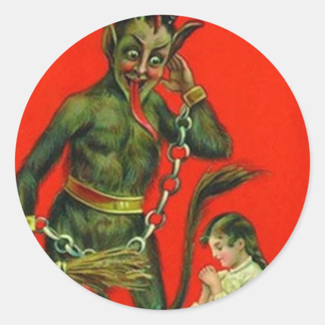 Here Comes The Krampus 1 Classic Round Sticker (Front)