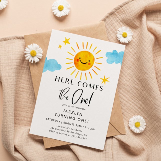 Here Comes The ONE Sunshine Birthday Invitation (Creator Uploaded)