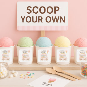 Here Comes the Scoop!   Pink Ice Cream Truck  Square Sticker
