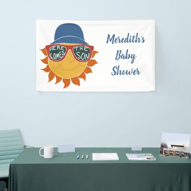 Here Comes the Son Baby Boy Shower Banner (Tradeshow)