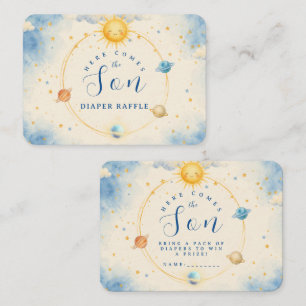 Here Comes the Son Baby Boy Shower Diaper Raffle Enclosure Card