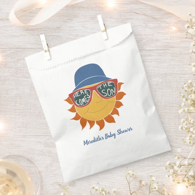 Here Comes the Son Baby Boy Shower Favour Bag (Clipped)