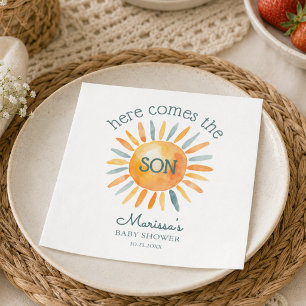 Here Comes the Son Baby Boy Shower Napkin